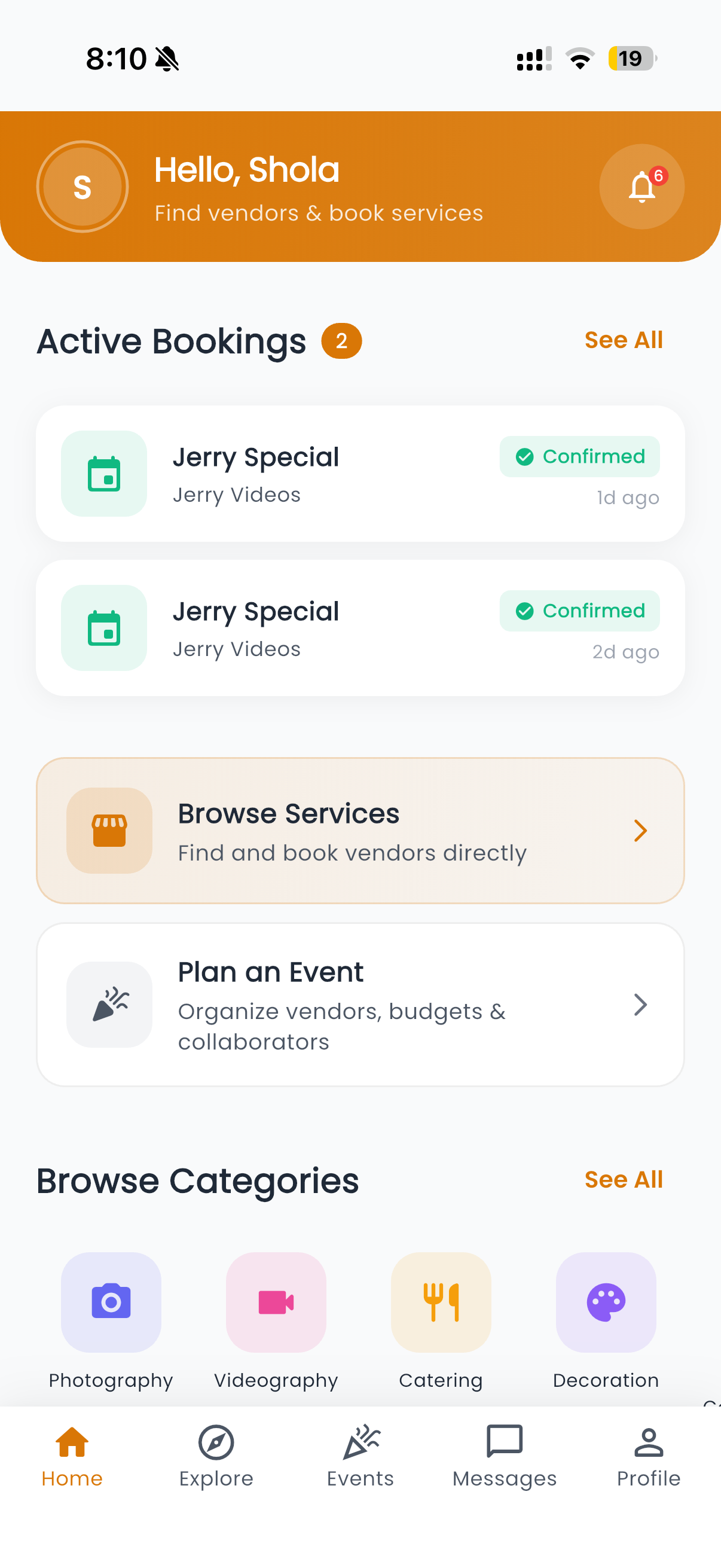 Celevend home screen